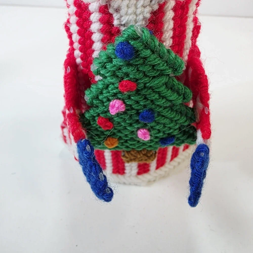 Vtg Handmade Santa Claus Plastic Canvas Needlepoint Cone Figure 8